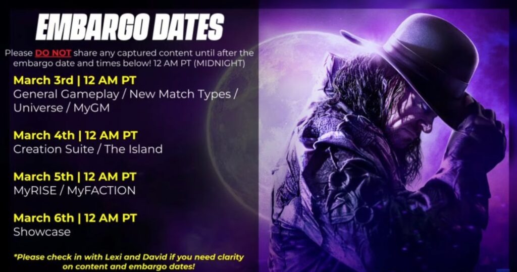 WWE 2K25 Embargo Dates