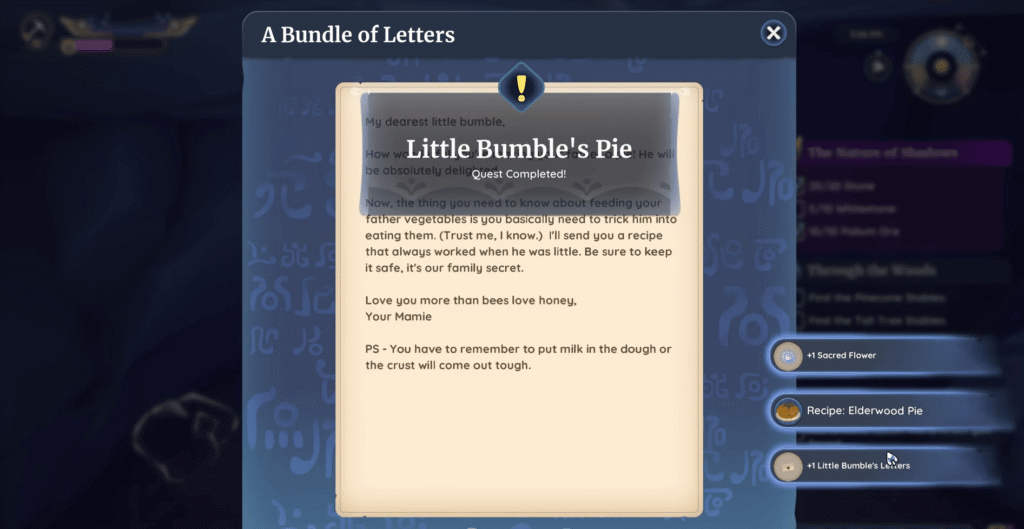 Palia Elderwood Little Bumble's Pie Quest