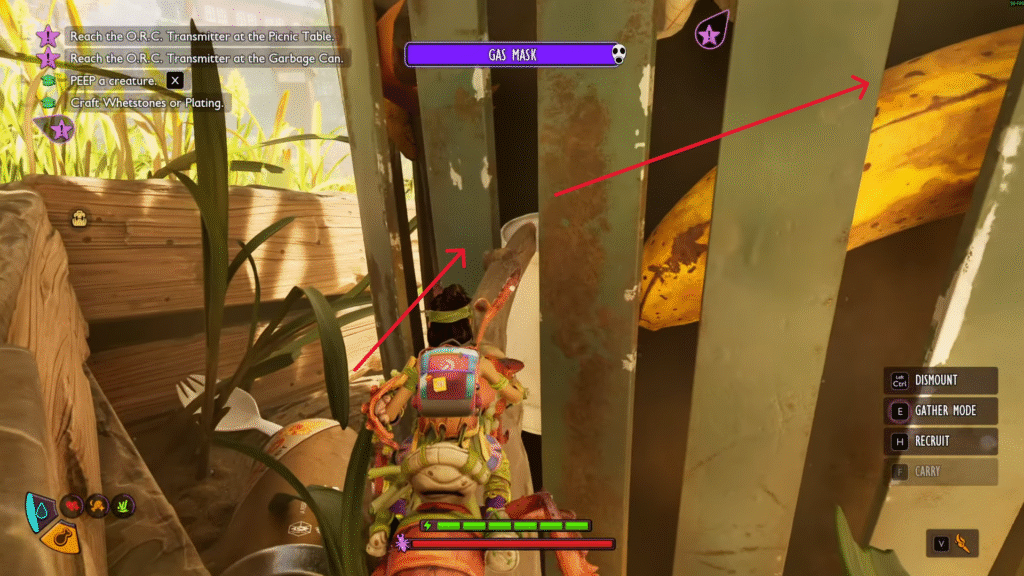 Player character climbing through narrow gaps and trash inside the Garbage Can in Grounded 2