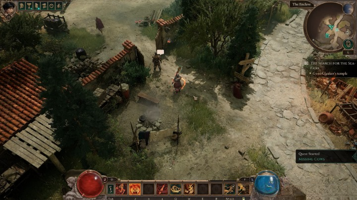 player accepting missing cows quest.